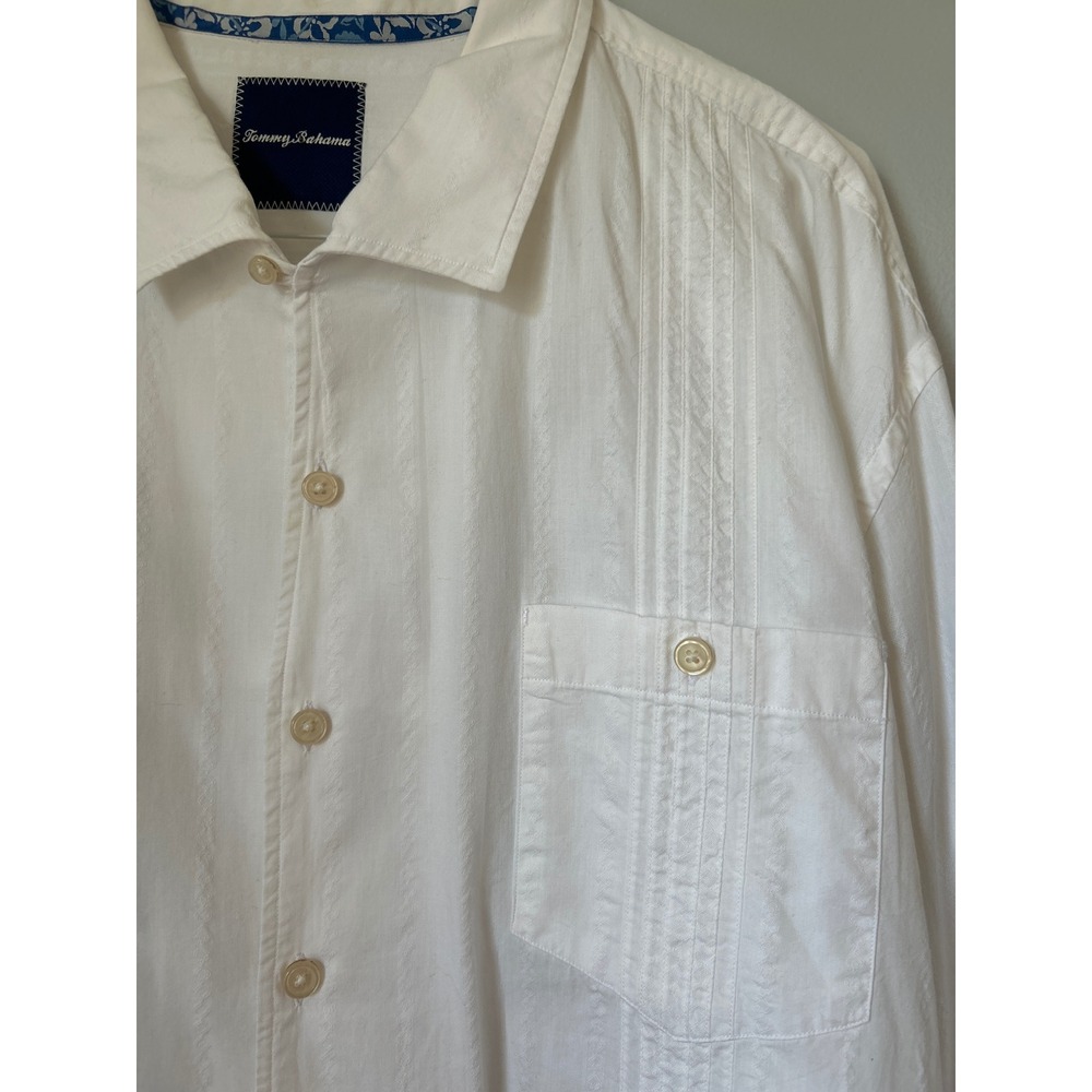 Tommy Bahama Camp Shirt Pima Cotton Button Up‎ Long Sleeve White 3XL resort wear - Picture 2 of 8